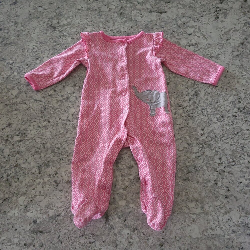 Carter’s Just One You Elephant Ruffles Snap Closure Pink Footed Pajamas
